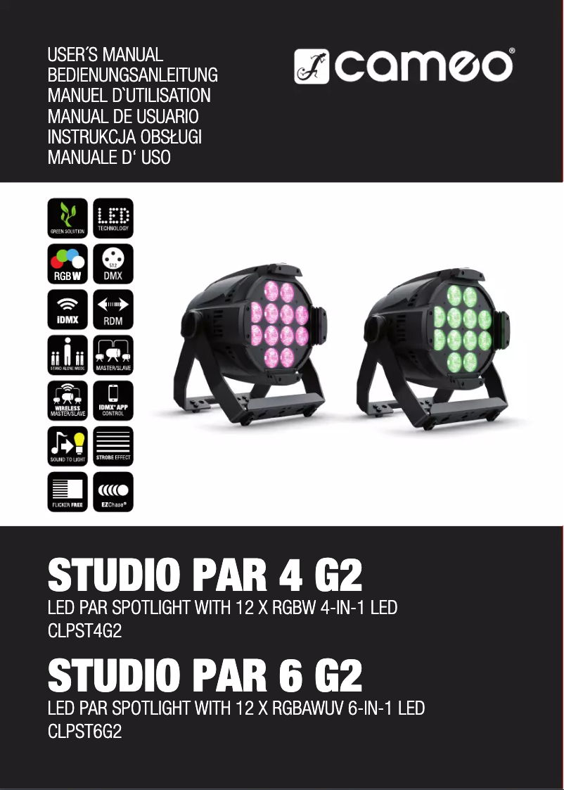 Page n°1 - Manuel utilisateur Cameo STUDIO PAR 6 G2