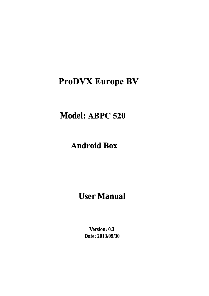 Page n°1 - Manuel utilisateur ProDVX ABPC 520