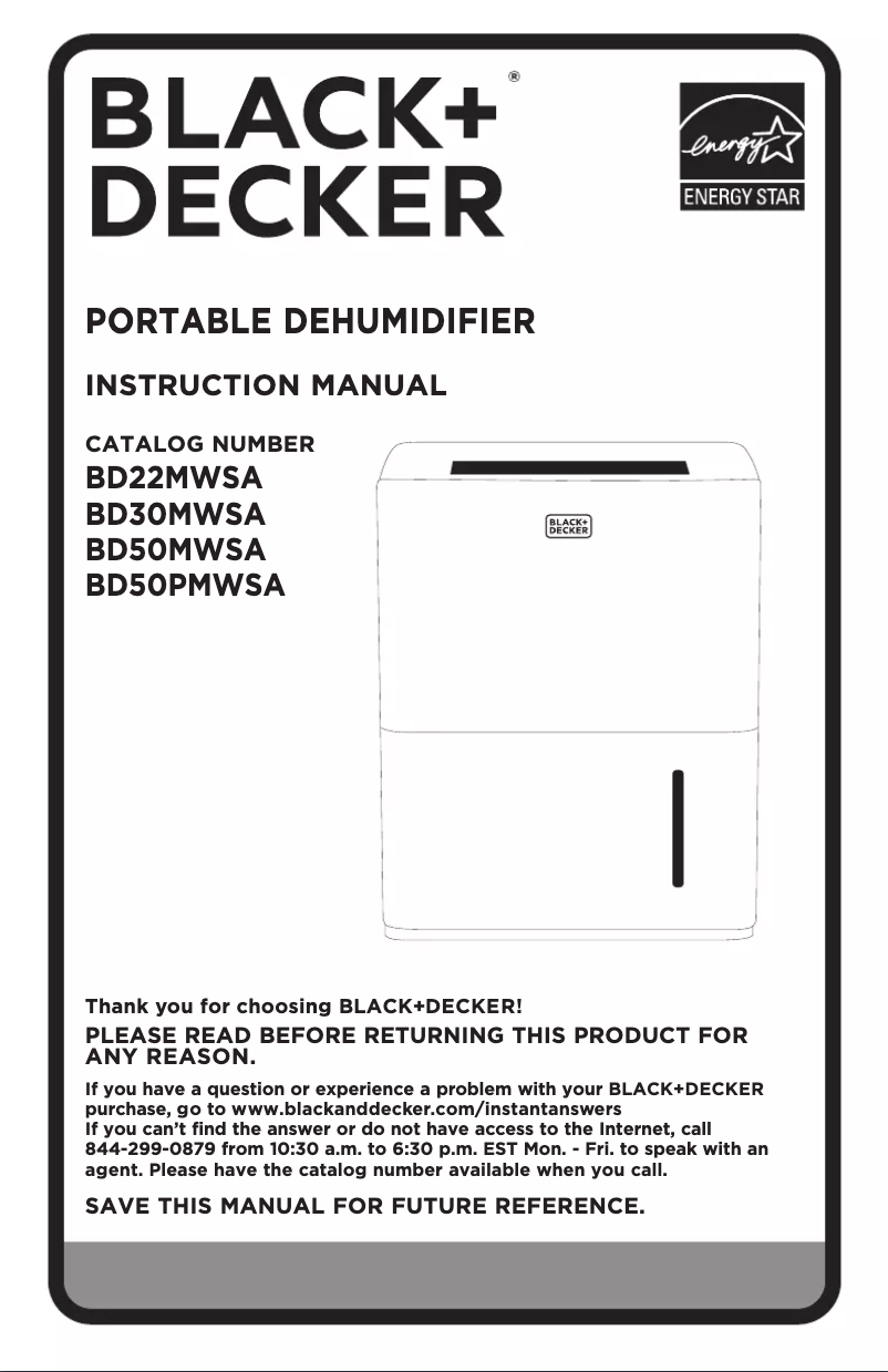 Page 1 de la notice Manuel utilisateur Black & Decker BD50MWSA