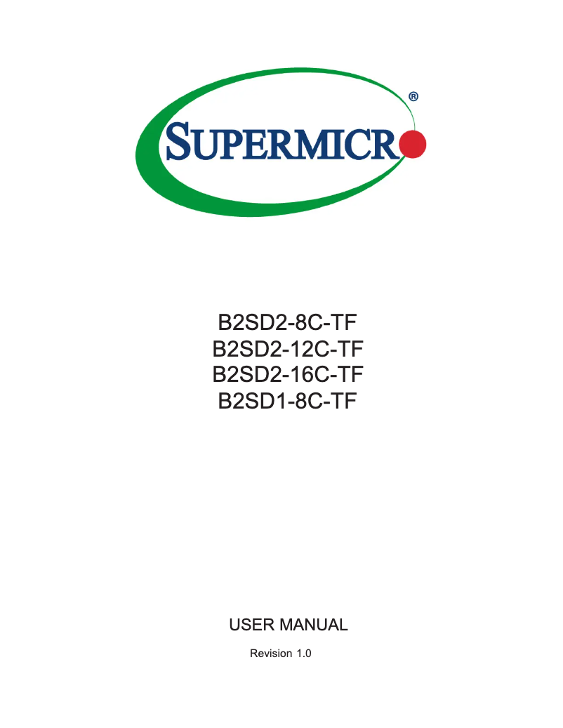 Page 1 de la notice Manuel utilisateur Supermicro B2SD2-8C-TF