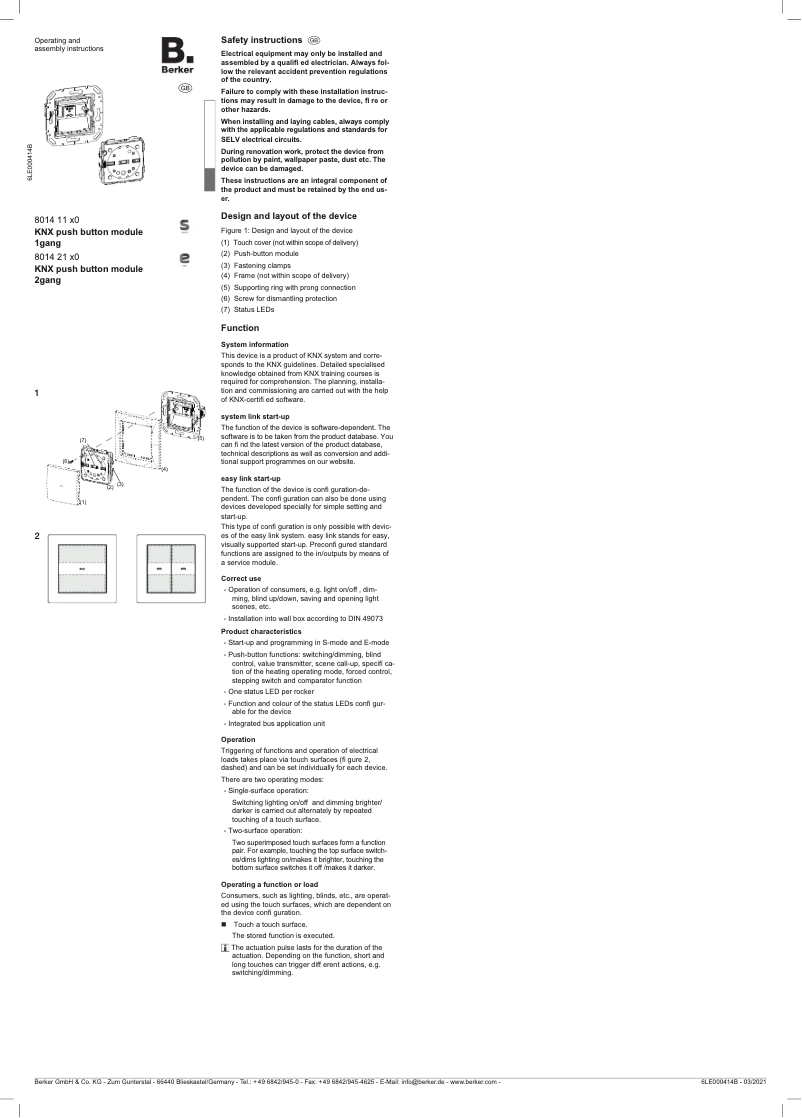 Page 1 de la notice Manuel utilisateur Hager 80141180