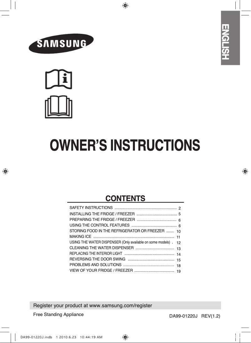 Page n°1 - Manuel utilisateur Samsung RL-44 FCIS