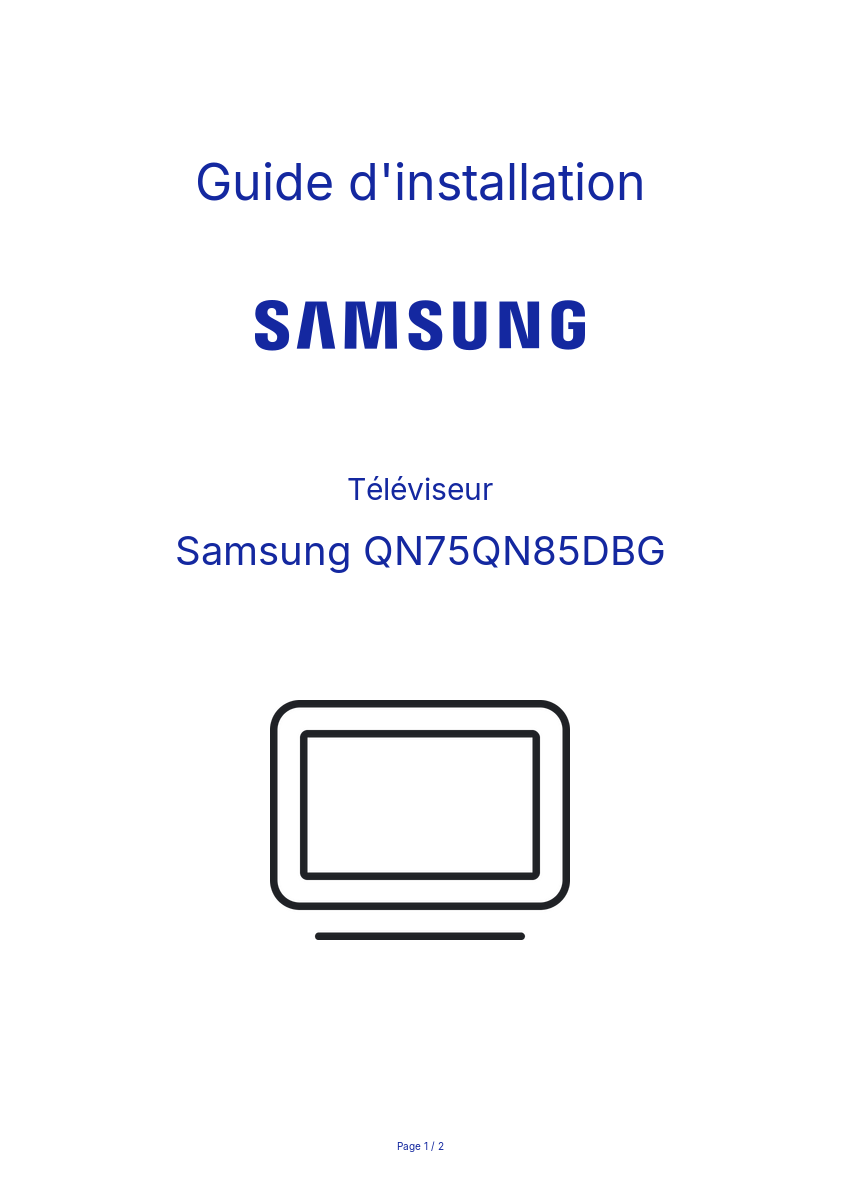 Page n°1 - Guide d'installation Samsung QN75QN85DBG