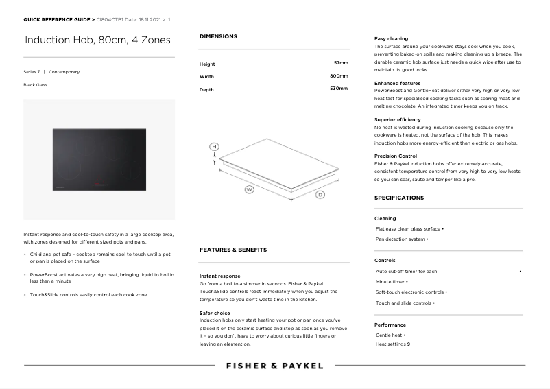 Page n°1 - Manuel utilisateur Fisher & Paykel CI804CTB1
