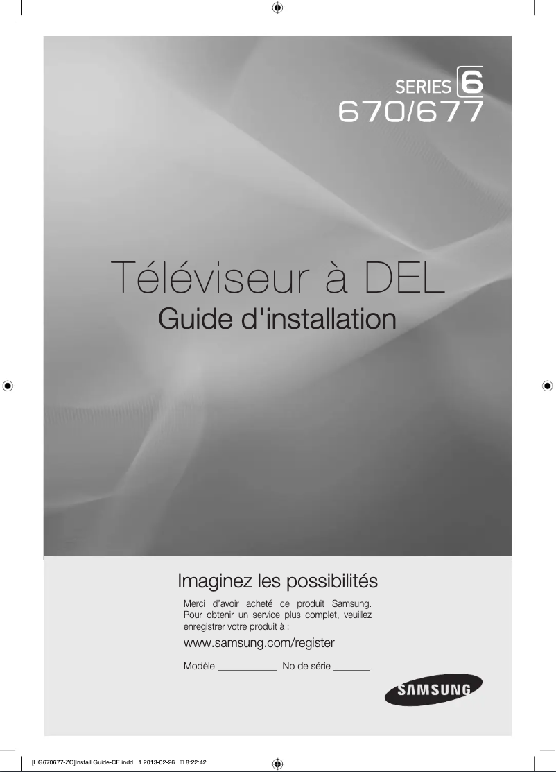 Page n°1 - Guide d'installation Samsung HG40NB677FF