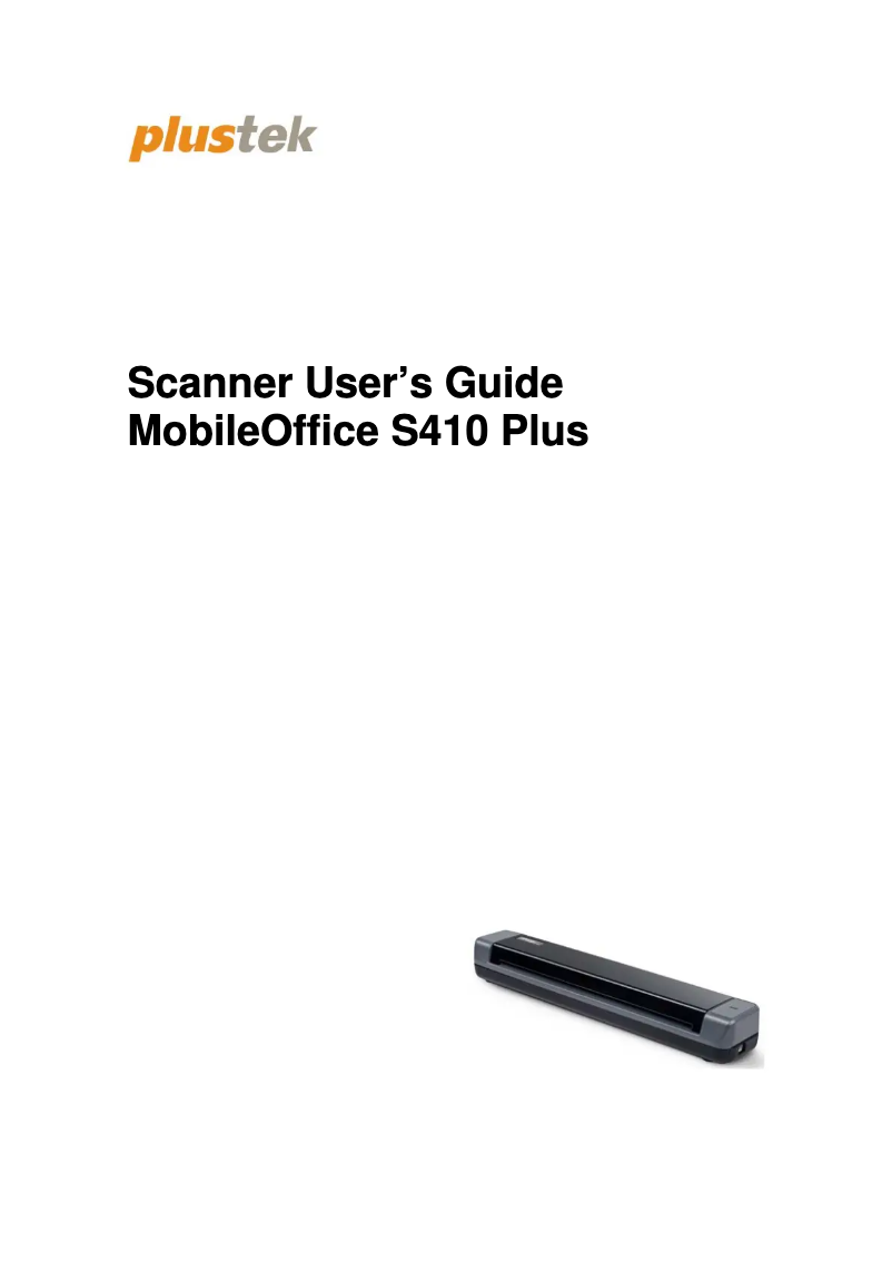 Page n°1 - Manuel utilisateur Plustek MobileOffice S410