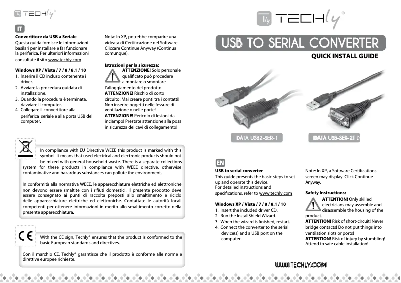 Page n°1 - Manuel utilisateur Techly IDATA USB-SER-2T
