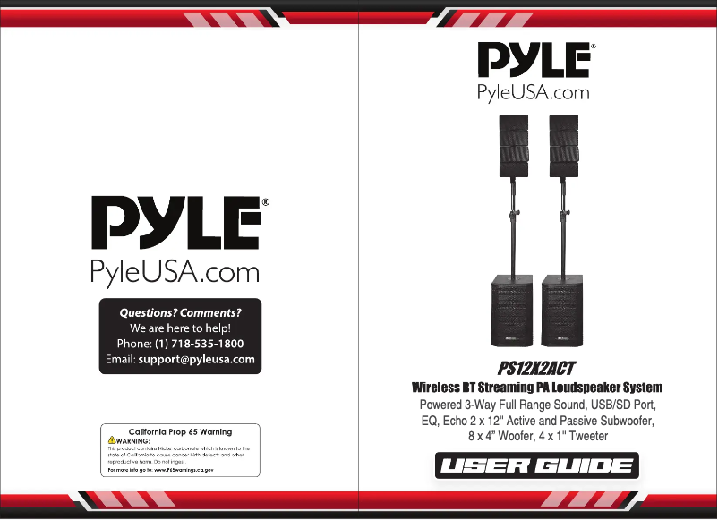 Page n°1 - Manuel utilisateur Pyle PS12X2ACT