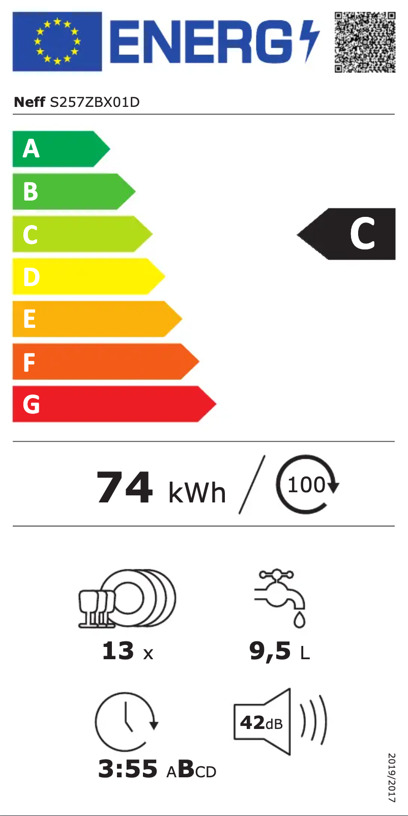 Page n°1 - Label énergétique Neff S257ZBX01D
