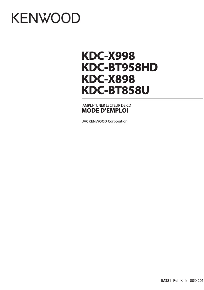 Page 1 de la notice Manuel utilisateur Kenwood KDC-X998