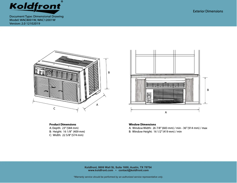 Page n°1 - Fiche technique Koldfront WAC12001W