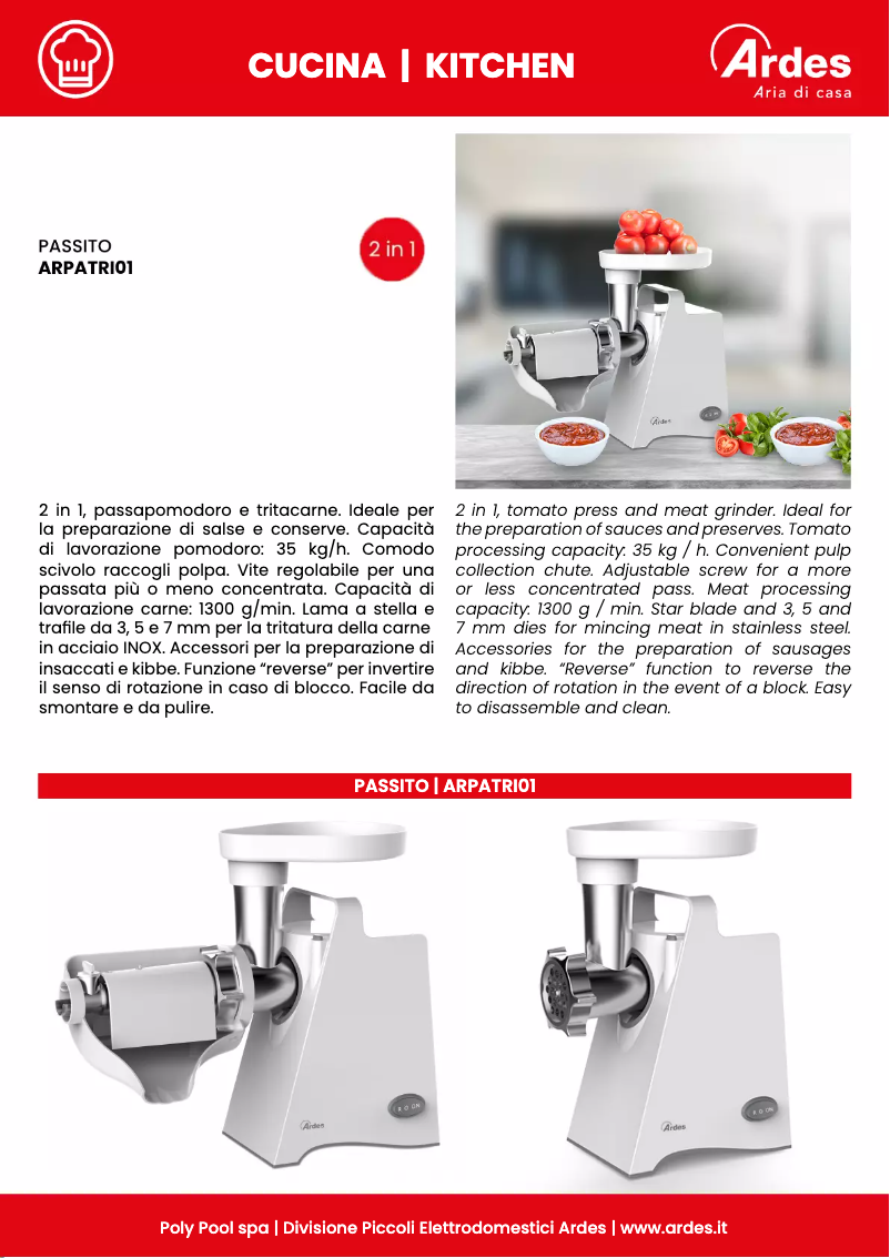 Página 1 del manual Ficha técnica Ardes ARPATRI01