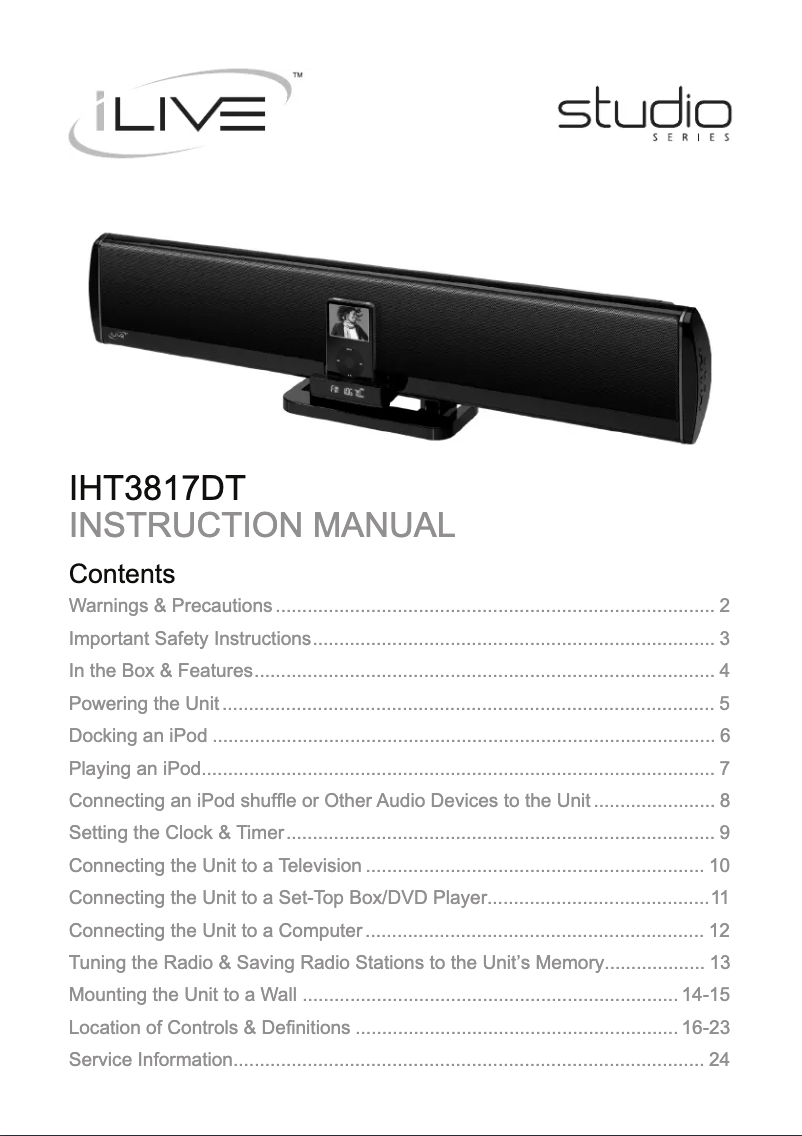 Page 1 de la notice Manuel utilisateur iLive IHT3817DT