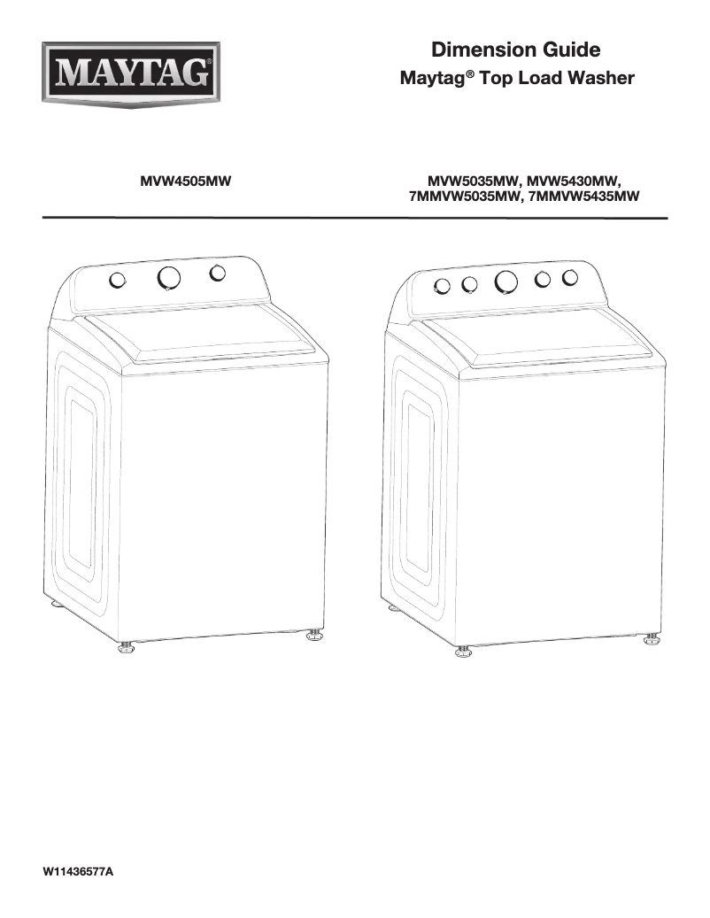 Page 1 de la notice Fiche technique Maytag MVW5430MW