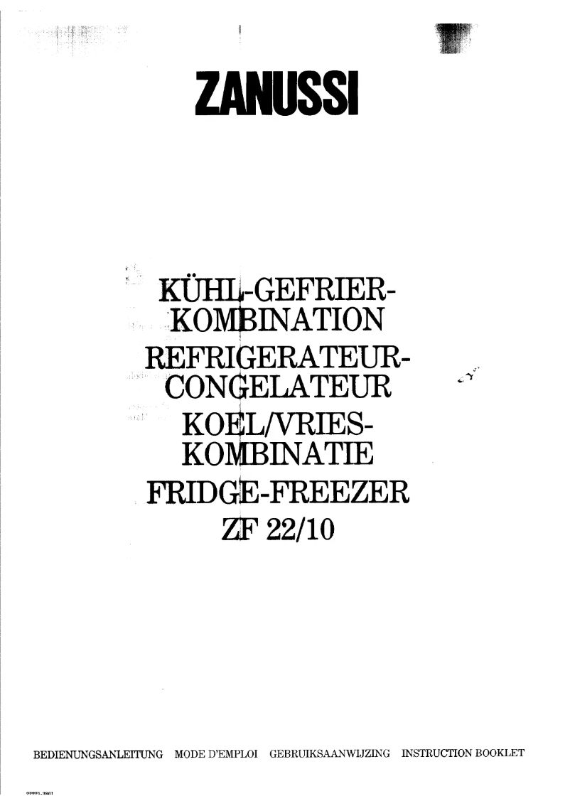 Page 1 de la notice Manuel utilisateur Zanussi ZF22-10