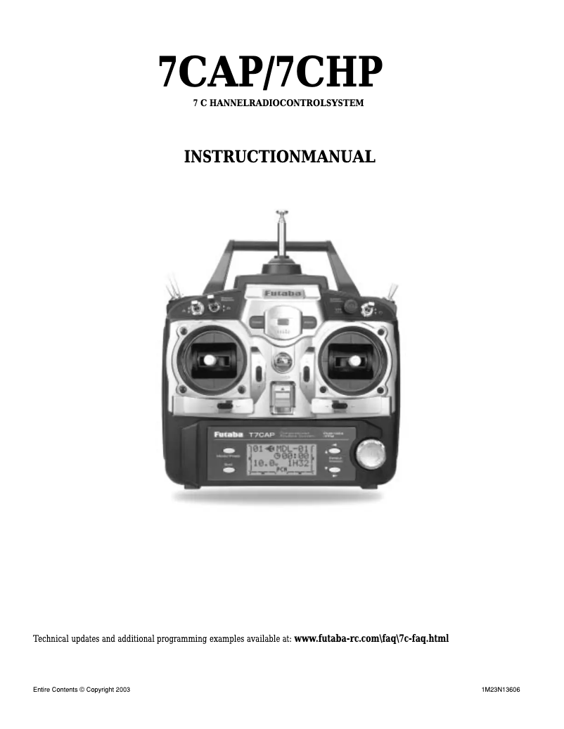 Page 1 de la notice Manuel utilisateur Futaba 7CAP