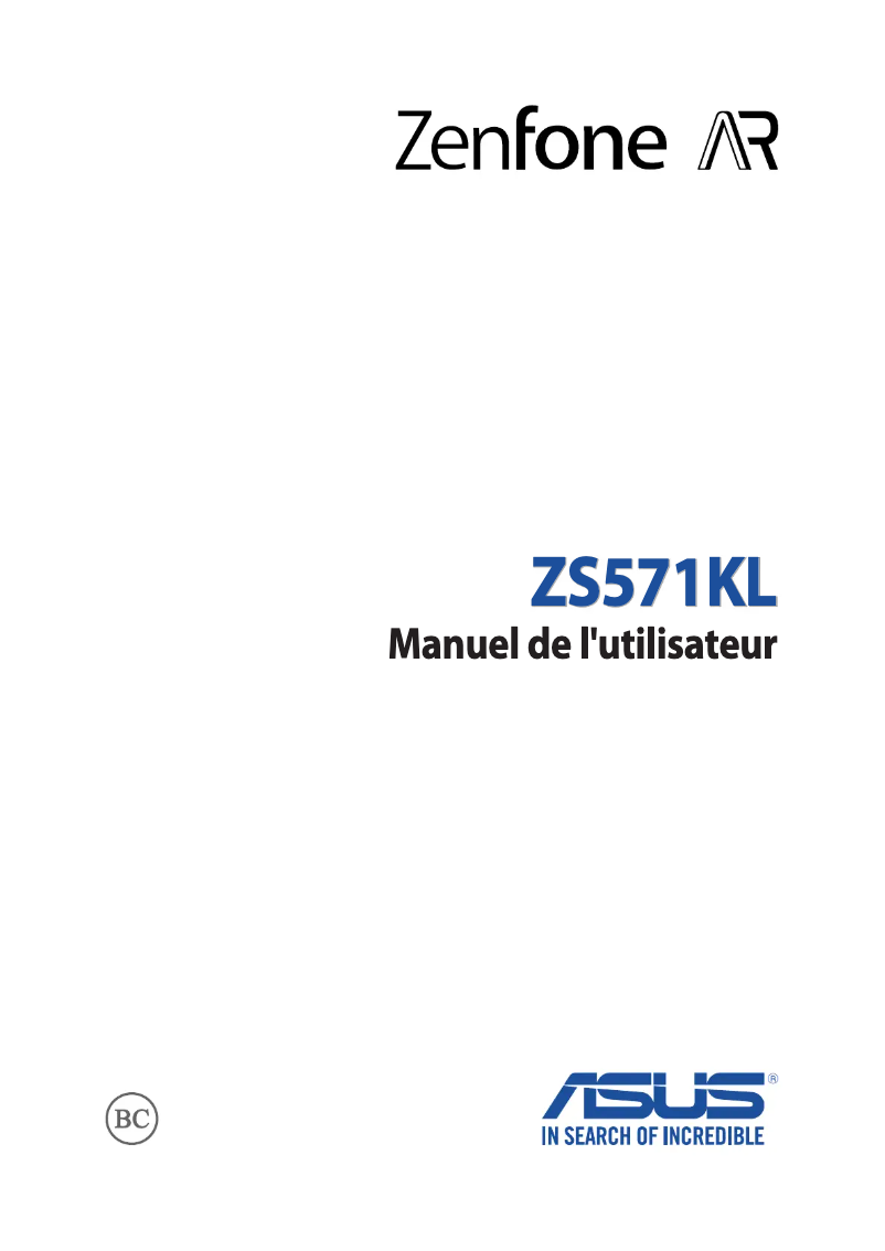 Image de la première page du manuel de l'appareil ZenFone AR ZS571KL