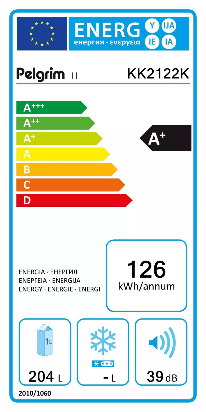 Página 1 del manual Etiqueta energética Pelgrim KK2122K
