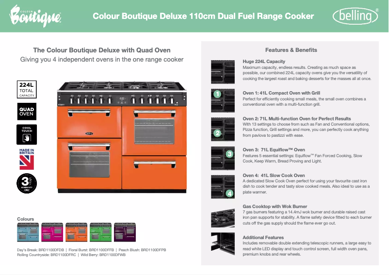 Page 1 de la notice Manuel utilisateur Belling BRD1100DFRC