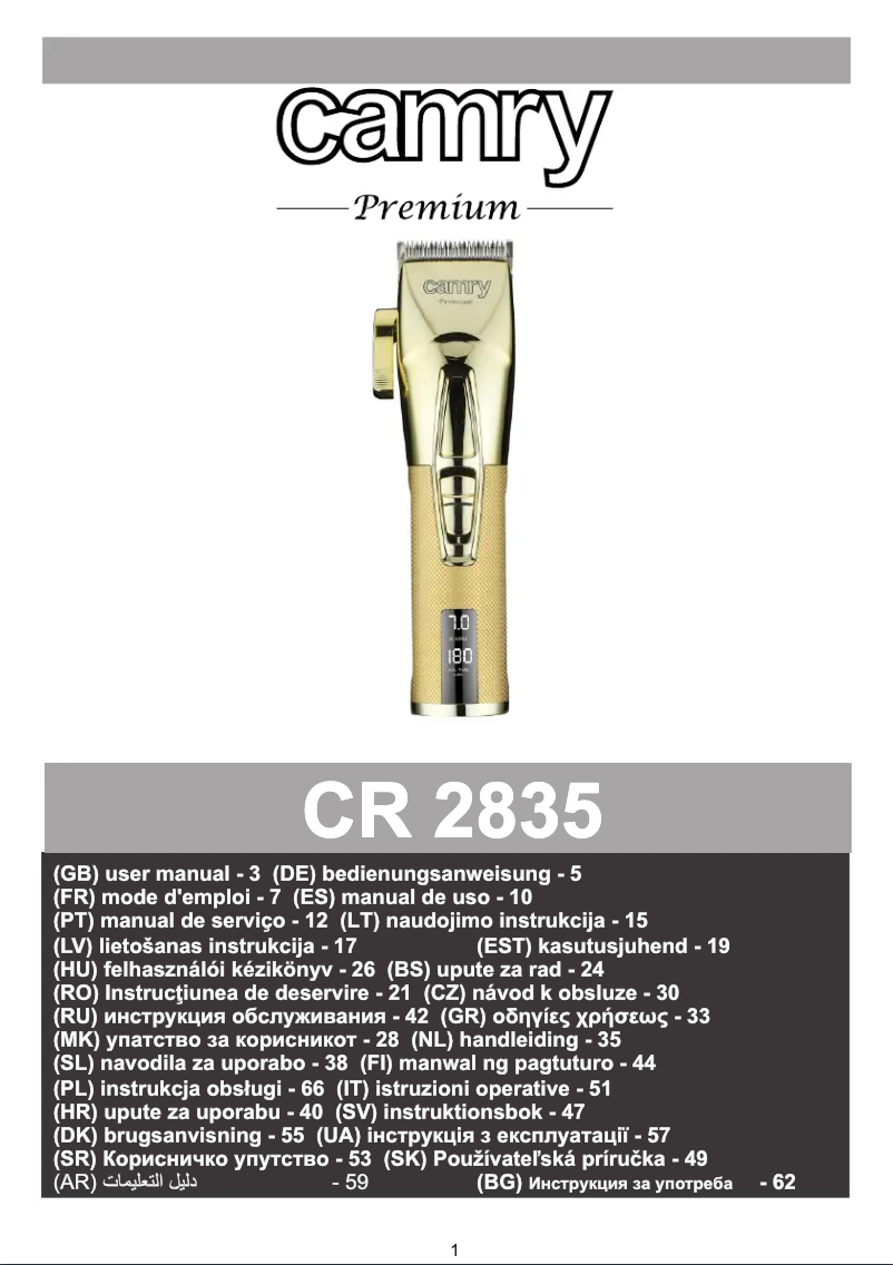 Page 1 de la notice Manuel utilisateur Camry CR 2835
