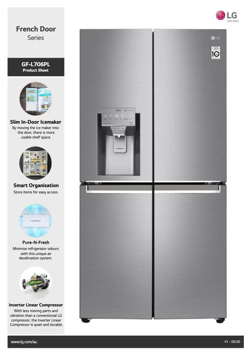 Página 1 del manual Ficha técnica LG GF-L706PL