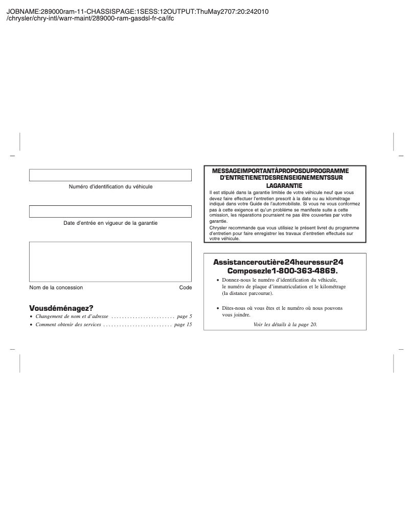 Page 1 de la notice Manuel utilisateur RAM 3500 (2011)