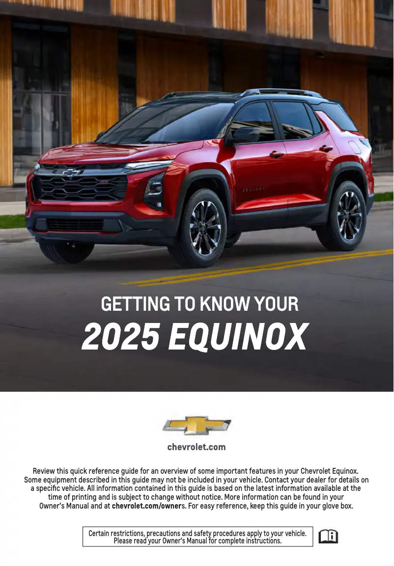 Page 1 de la notice Guide de démarrage rapide Chevrolet Equinox (2025)