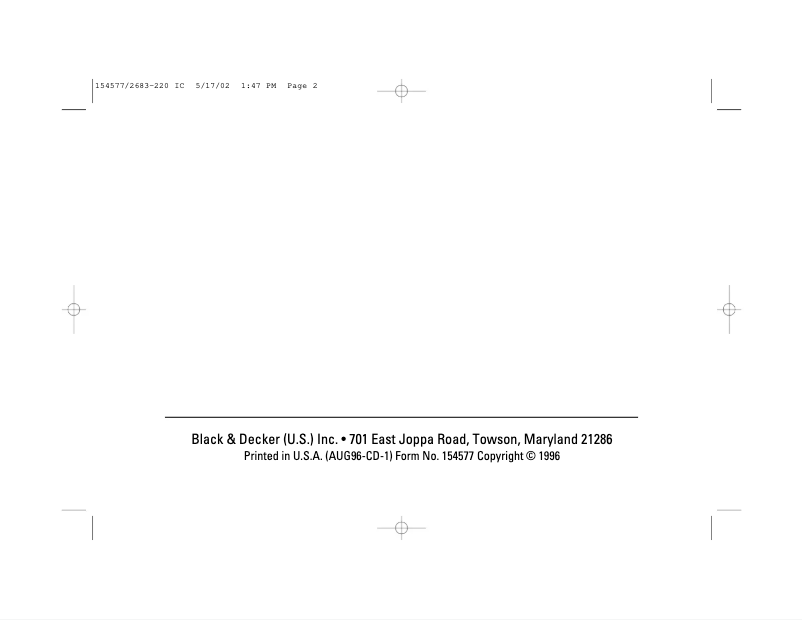 Page 1 de la notice Manuel utilisateur Black & Decker 2683-220