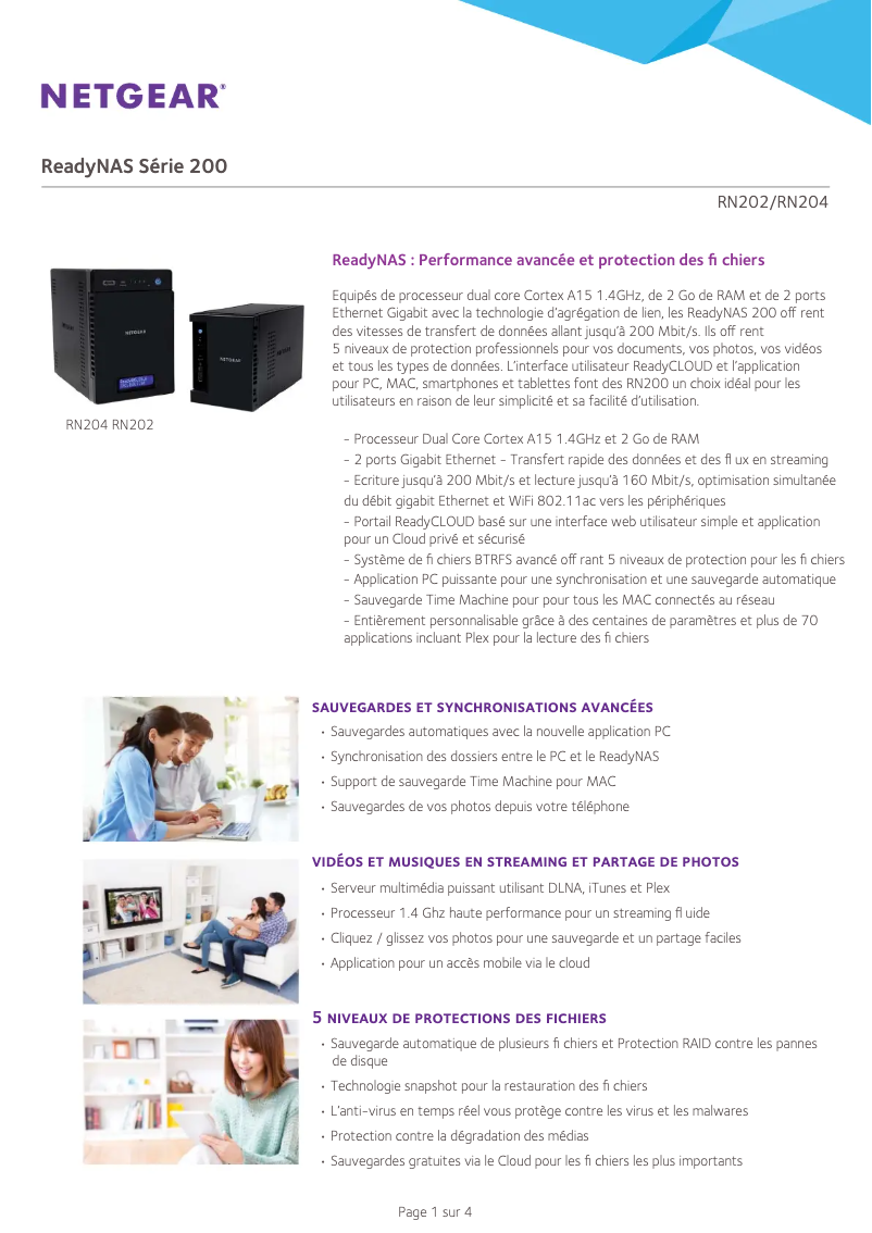 Page 1 de la notice Fiche technique Netgear ReadyNAS R20400