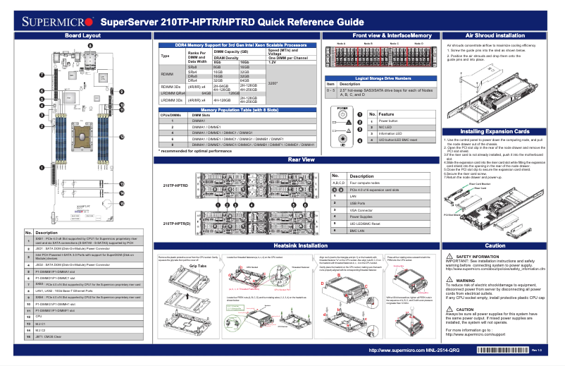 Image de la première page du manuel de l'appareil SuperServer SYS-210TP-HPTR