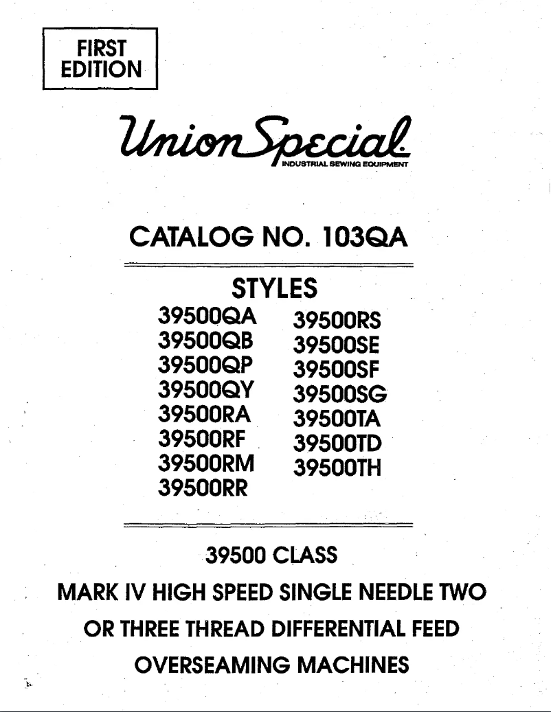 Page n°1 - Manuel utilisateur Union Special 39500SG