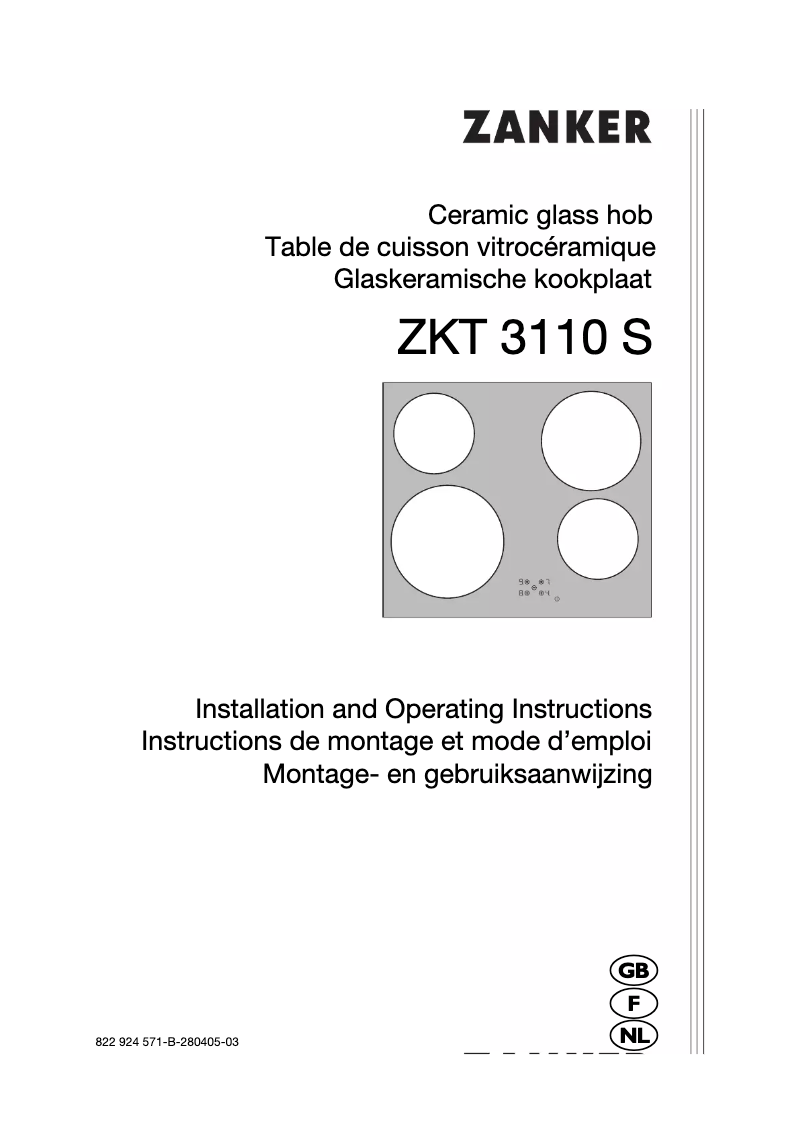 Image de la première page du manuel de l'appareil ZKT 3110 s