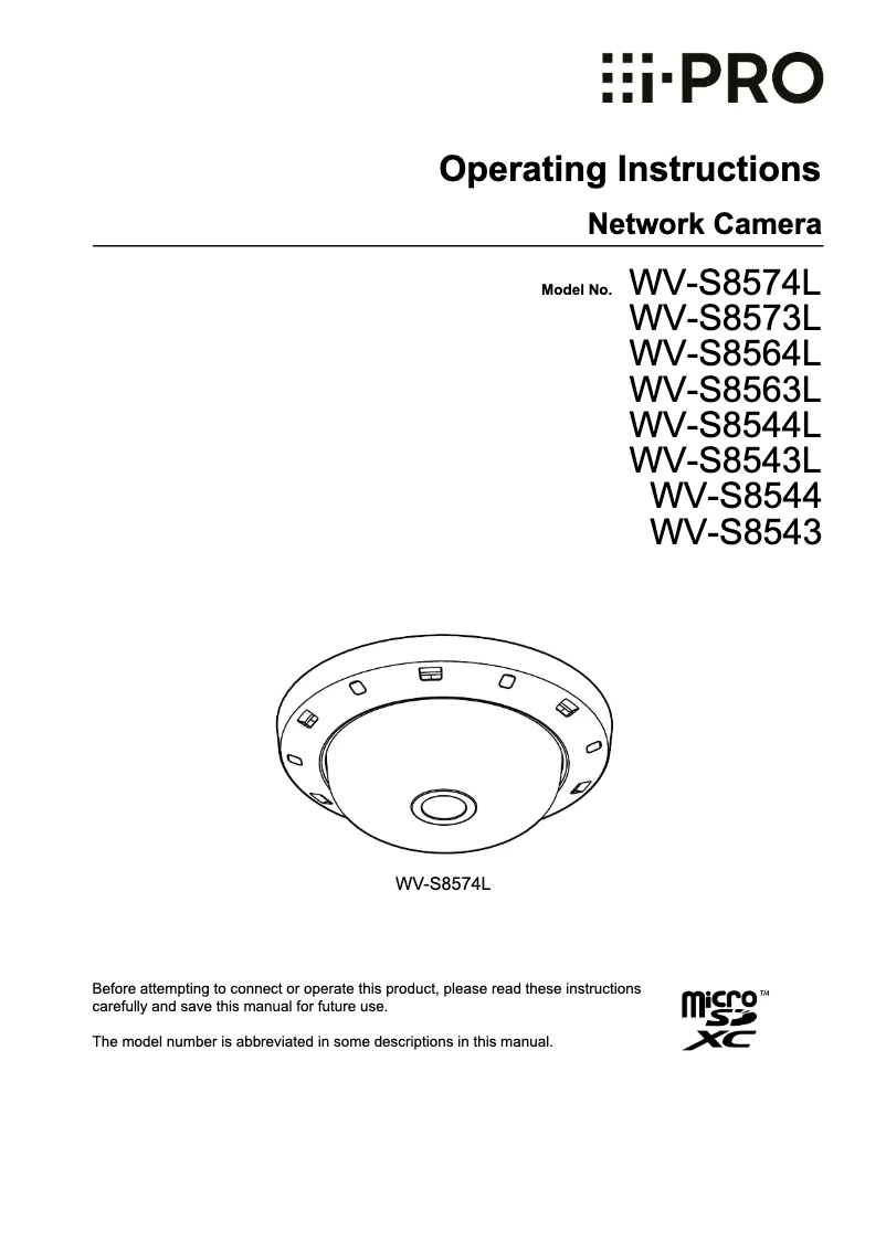 Image de la première page du manuel de l'appareil WV-S8544L