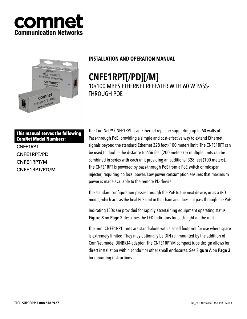 Image de la première page du manuel de l'appareil CNFE1RPT
