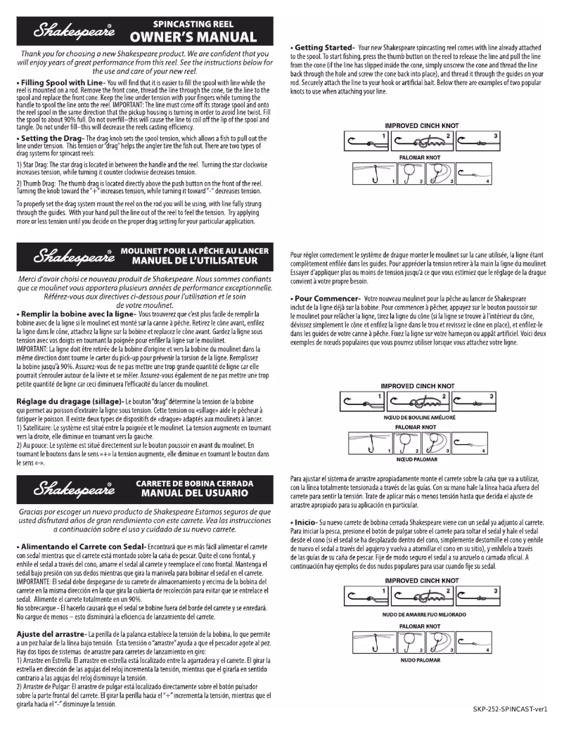 Page 1 de la notice Manuel utilisateur Shakespeare Alpha Spincast