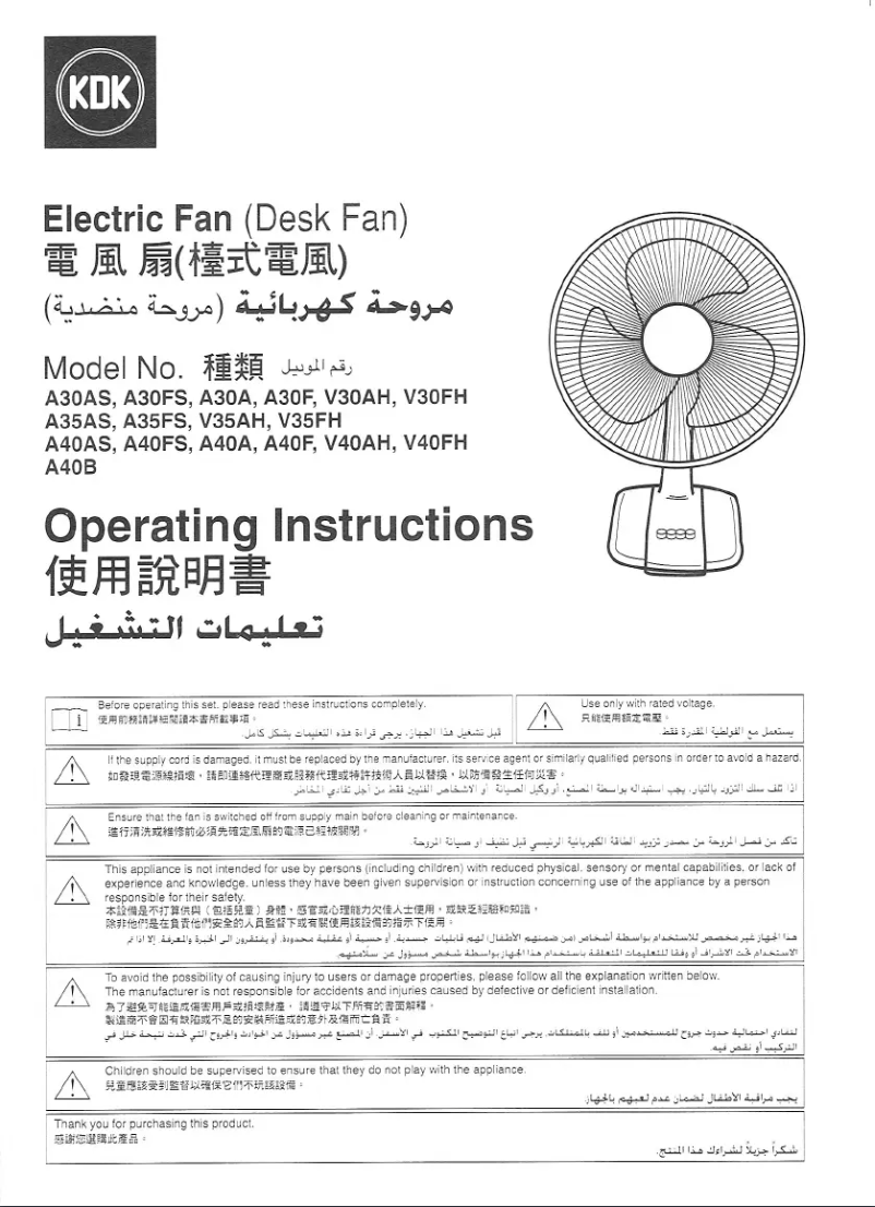 Page n°1 - Manuel utilisateur KDK A30AS