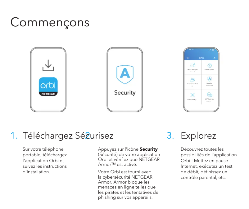 Page 1 de la notice Guide d'installation Netgear Orbi RBK12