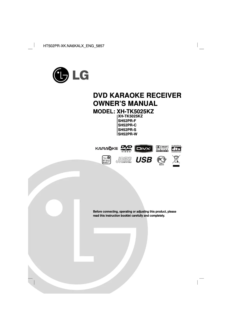 Page n°1 - Manuel utilisateur LG XH-TK5025KZ