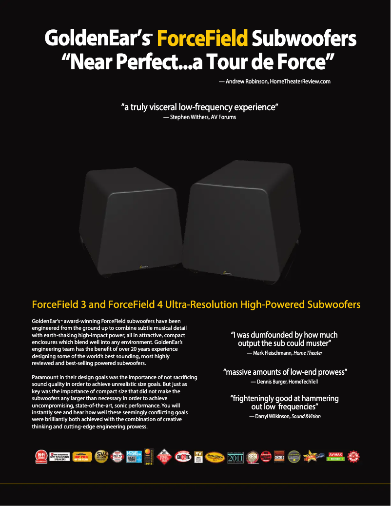 Page n°1 - Brochure GoldenEar ForceField 3