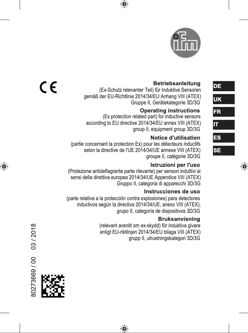 Page n°1 - Manuel utilisateur IFM II506A