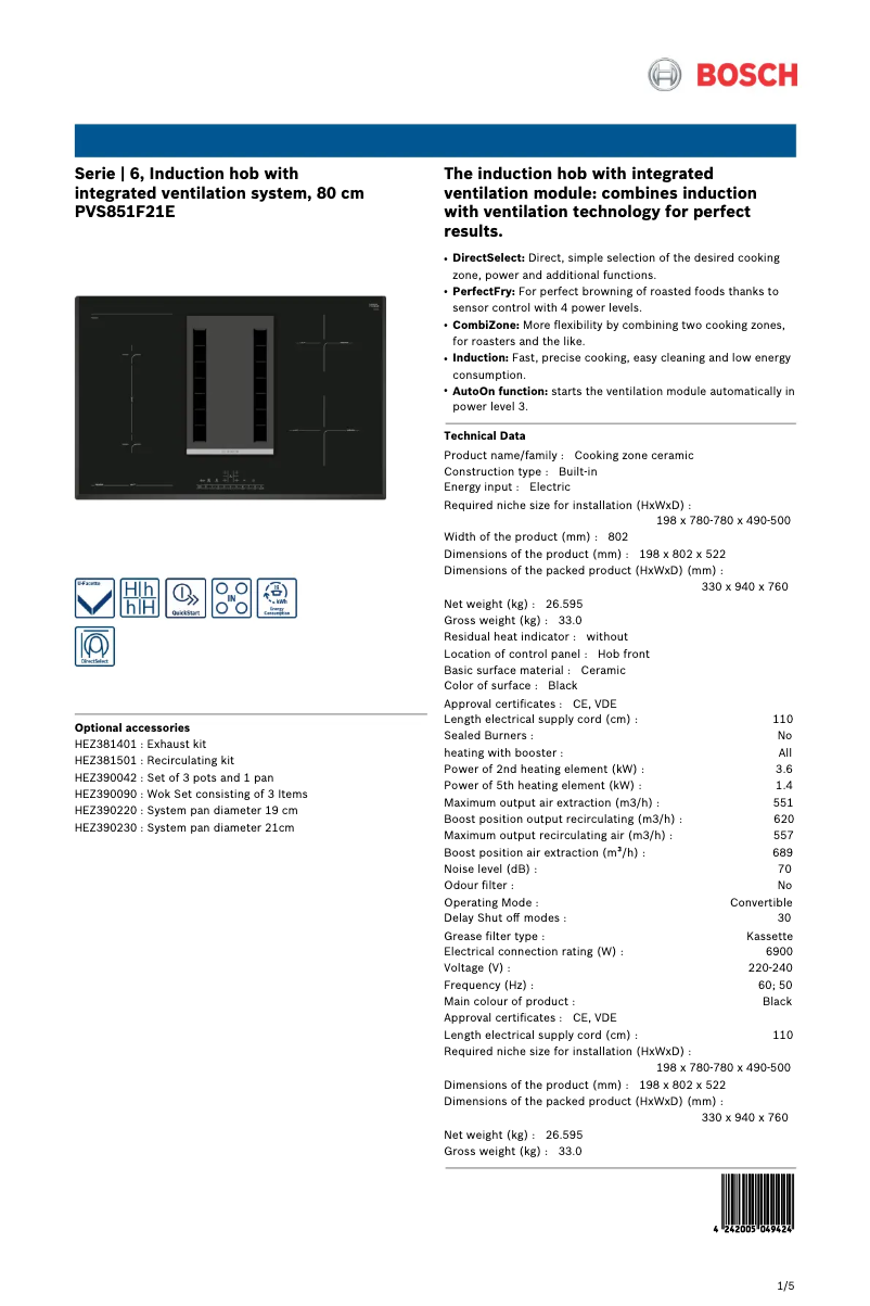 Image de la première page du manuel de l'appareil PVS851F21E