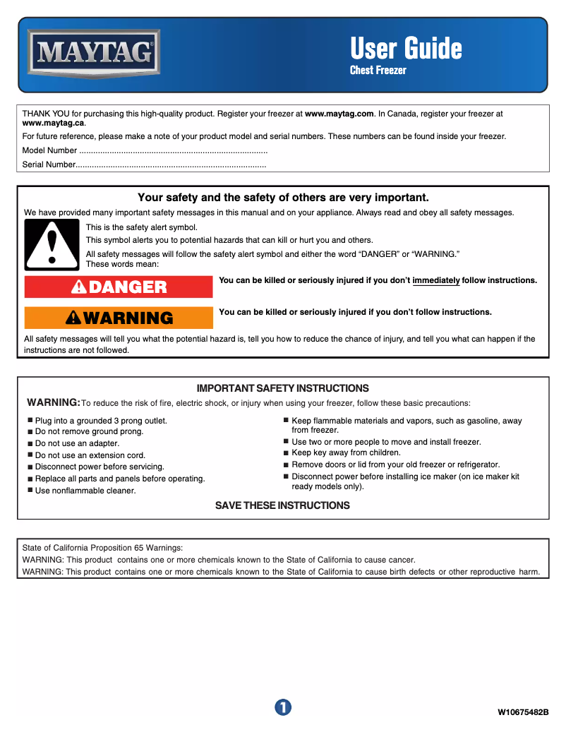 Page n°1 - Guide d'installation Maytag MZC31T15D