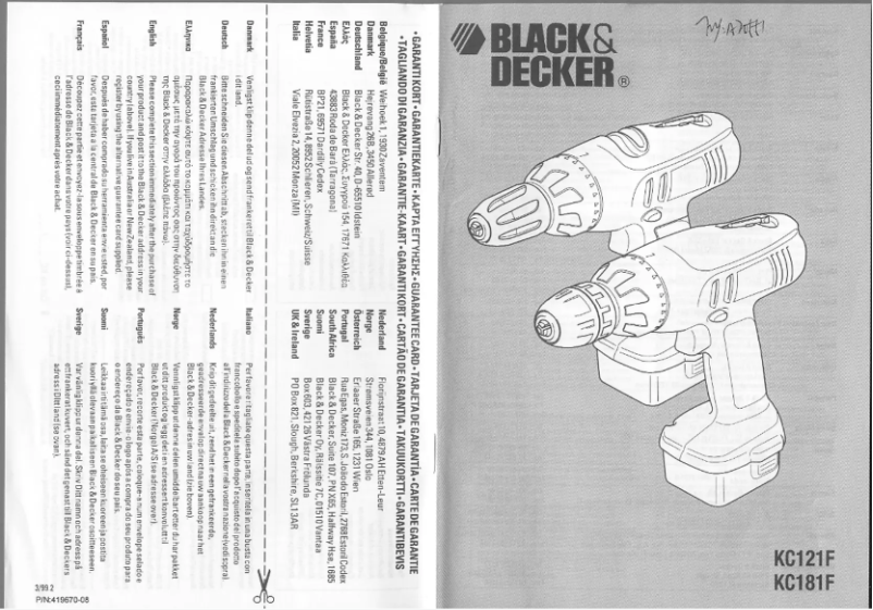 Page n°1 - Manuel utilisateur Black & Decker KC181FK