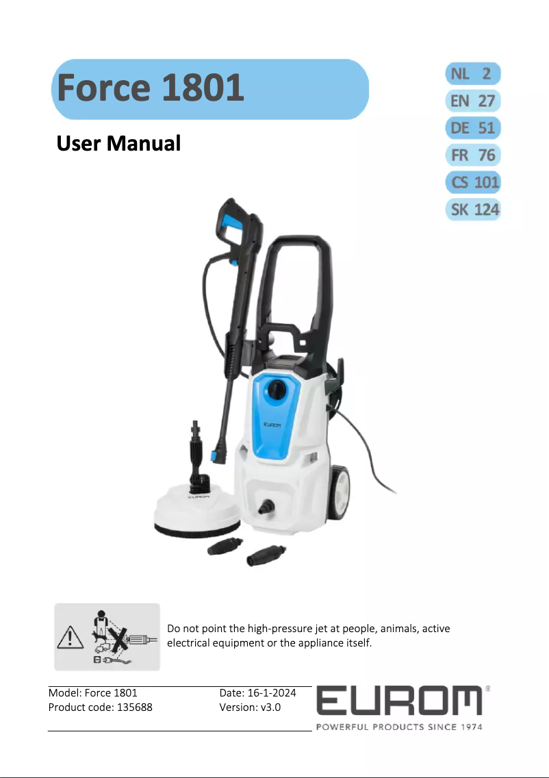 Página 1 del manual Manual de usuario Eurom Force 1801