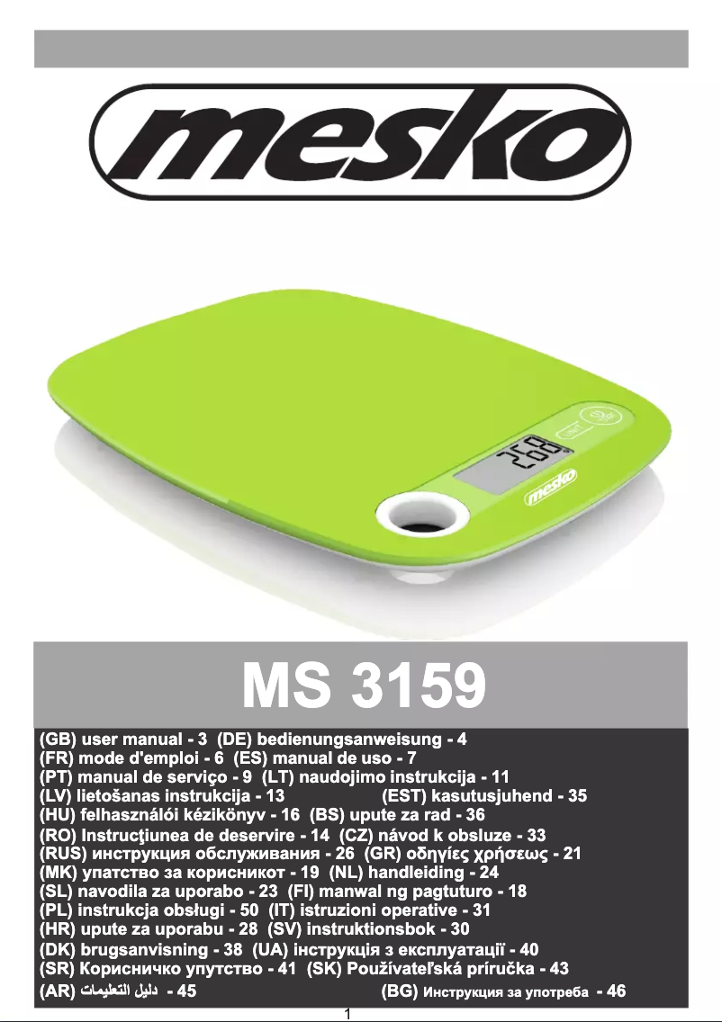 Page n°1 - Manuel utilisateur Mesko MS 3159