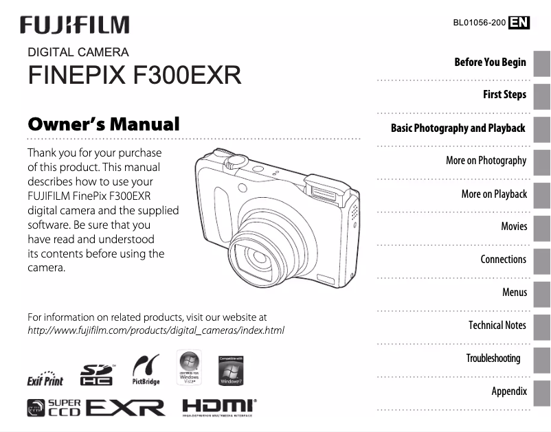 Page n°1 - Manuel utilisateur Fujifilm FinePix F300EXR