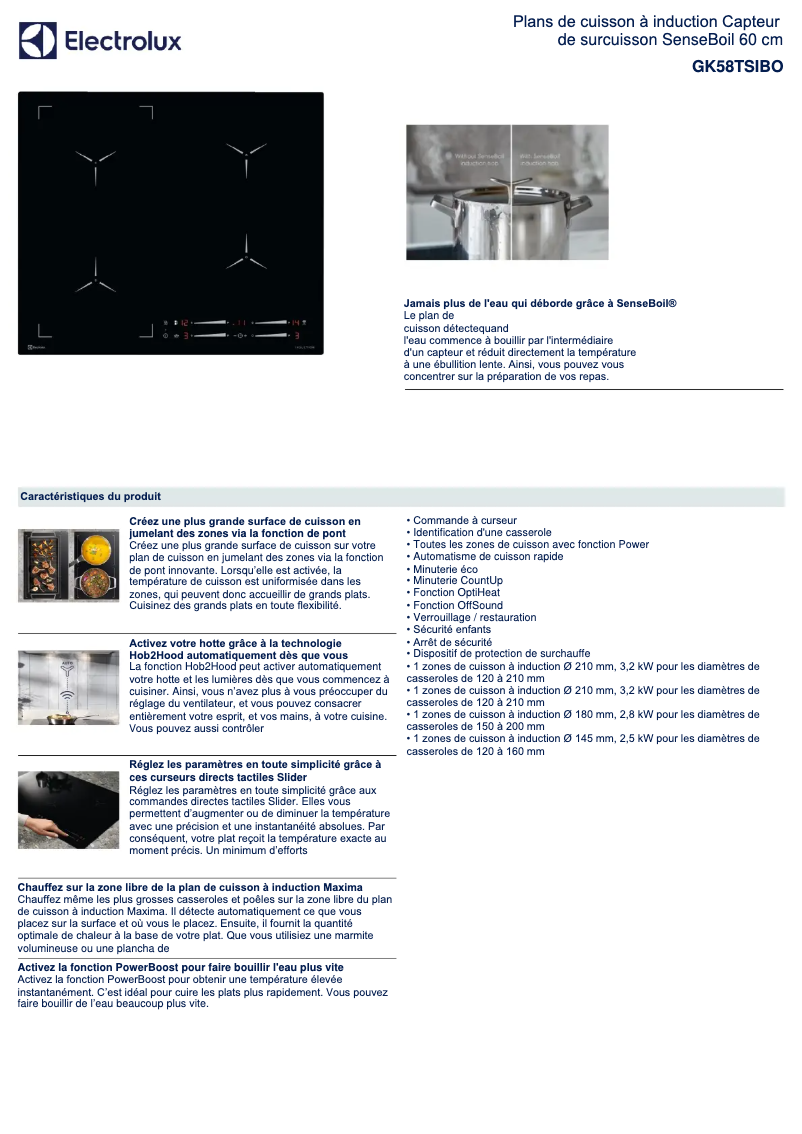Page n°1 - Fiche technique Electrolux GK58TSIBO