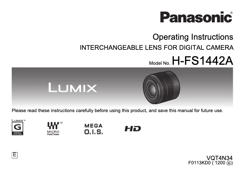 Page 1 de la notice Manuel utilisateur Panasonic Lumix H-FS1442A