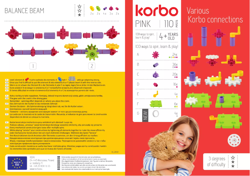 Page 1 de la notice Manuel utilisateur Korbo Pink 110