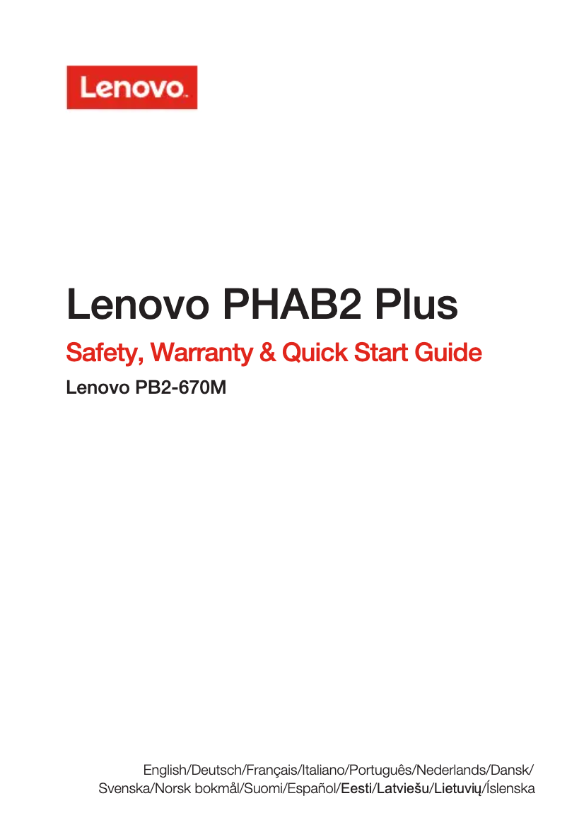 Página 1 del manual Manual de usuario Lenovo PHAB2 Plus
